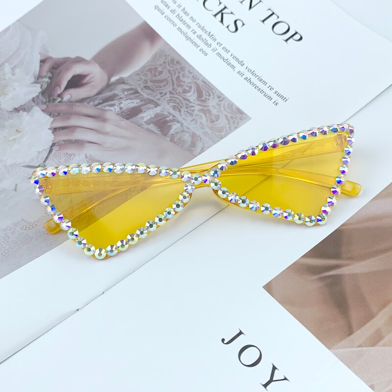 Sexy Cat Eye Sunglasses Women Rimless Vintage Rhinestone Sun Glasses Female Lady Candy Color 2021 Eyewear Triangle Shades UV400