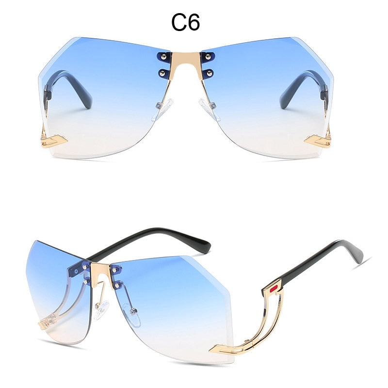 2023 New Irregular Rimless Sunglasses Women Brand Designer Alloy Frame Oversize Gradient Sun Glasses Fashion Female Clear Shades
