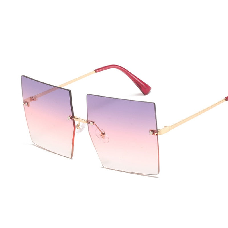 Vintage Square Sunglasses Women Luxury Oversized Rimless Sun Glasses Shades Female Fashion Brand Designer Clear Oculos De Sol