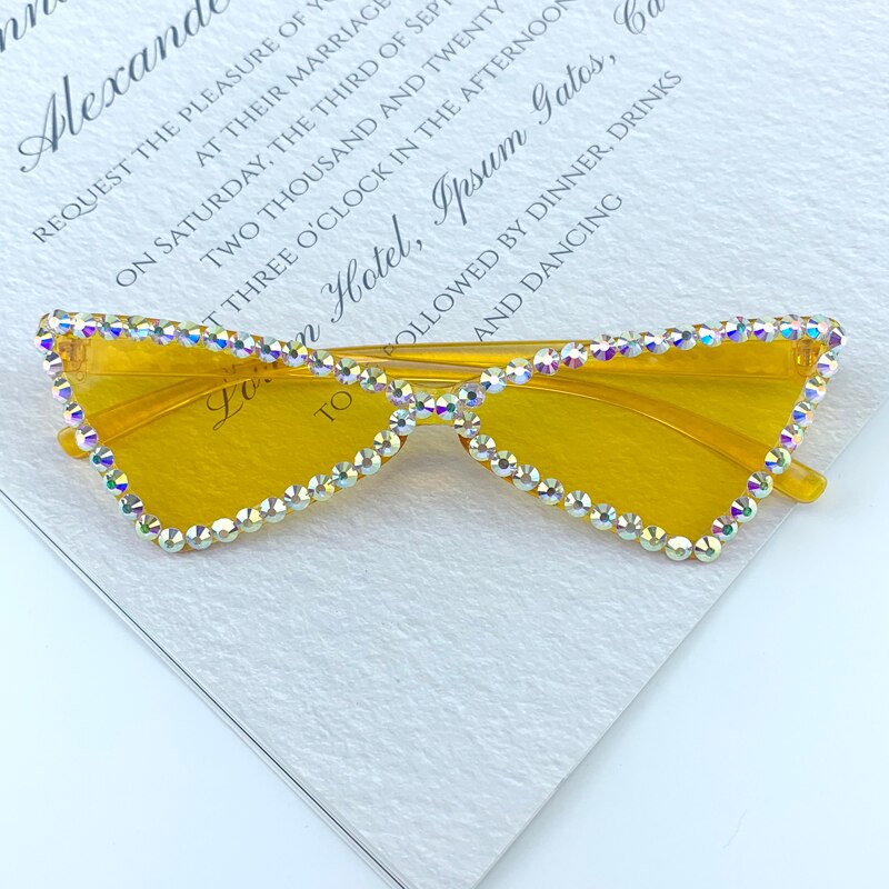 Sexy Cat Eye Sunglasses Women Rimless Vintage Rhinestone Sun Glasses Female Lady Candy Color 2021 Eyewear Triangle Shades UV400