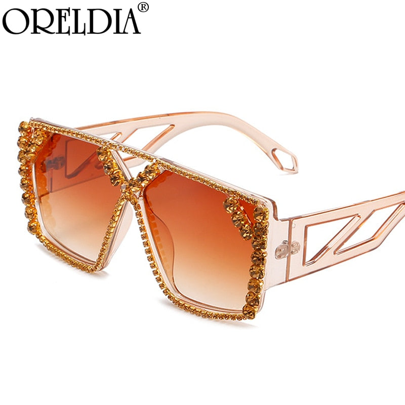 Oversized Square Diamond Sunglasses New Women Men Fashion Rhinestone Sun Glasses Lady Luxury Brand Designer Eyewear UV400 Unisex