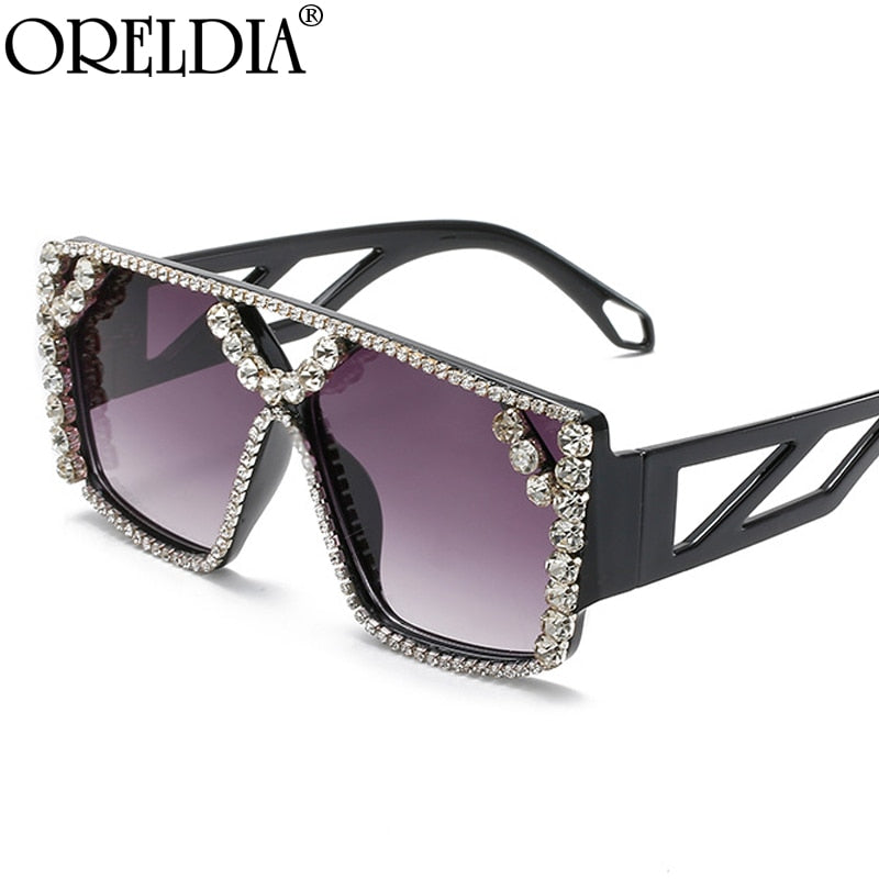 Oversized Square Diamond Sunglasses New Women Men Fashion Rhinestone Sun Glasses Lady Luxury Brand Designer Eyewear UV400 Unisex