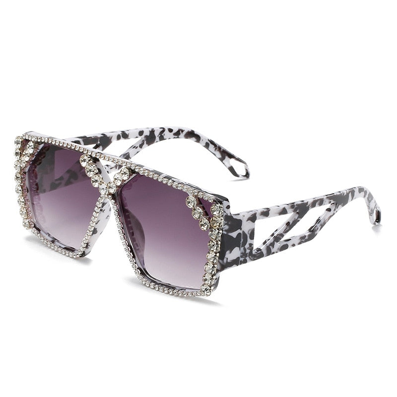 Oversized Square Diamond Sunglasses New Women Men Fashion Rhinestone Sun Glasses Lady Luxury Brand Designer Eyewear UV400 Unisex