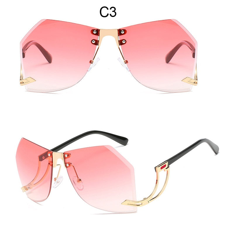 2023 New Irregular Rimless Sunglasses Women Brand Designer Alloy Frame Oversize Gradient Sun Glasses Fashion Female Clear Shades