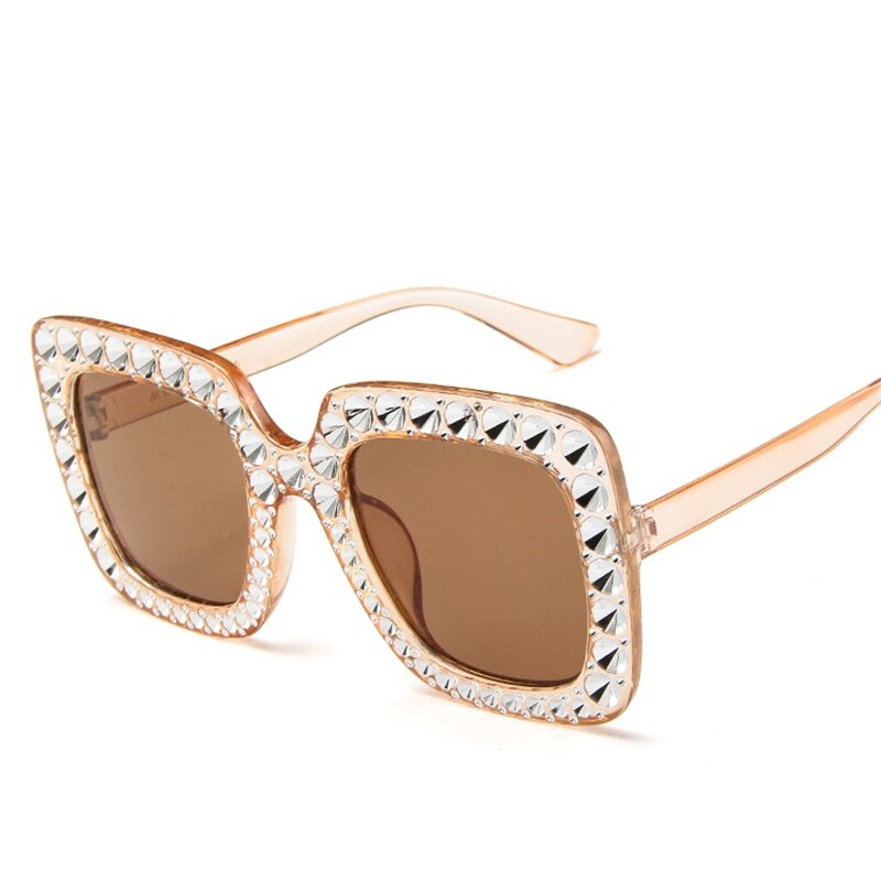 Shining Diamond Sunglasses Women Brand Design Flash Square Shades Female Mirror Sun Glasses Oculos Lunette