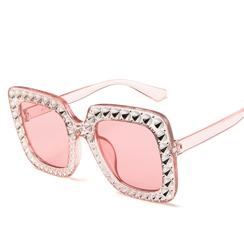 Shining Diamond Sunglasses Women Brand Design Flash Square Shades Female Mirror Sun Glasses Oculos Lunette