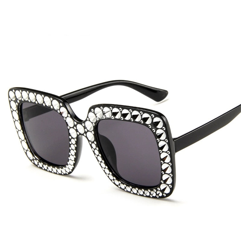 Shining Diamond Sunglasses Women Brand Design Flash Square Shades Female Mirror Sun Glasses Oculos Lunette