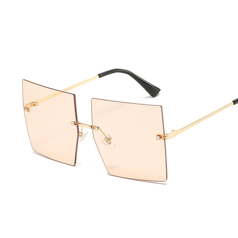 Vintage Square Sunglasses Women Luxury Oversized Rimless Sun Glasses Shades Female Fashion Brand Designer Clear Oculos De Sol