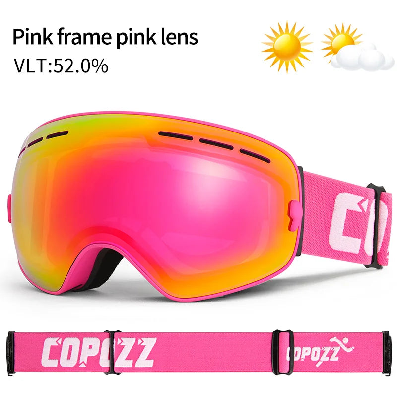 COPOZZ Brand Ski Goggles Double Layers UV400 Anti-fog Big Ski Glasses Skiing Mask Snowboard Men Women Snow Goggles GOG-201 Pro