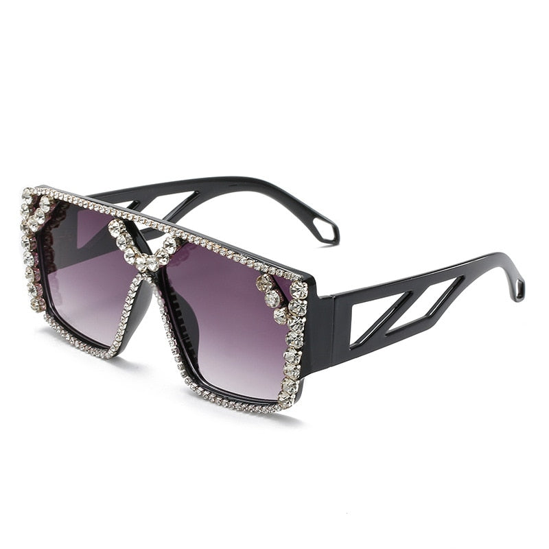 Oversized Square Diamond Sunglasses New Women Men Fashion Rhinestone Sun Glasses Lady Luxury Brand Designer Eyewear UV400 Unisex