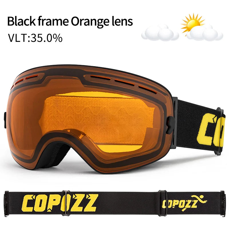 COPOZZ Brand Ski Goggles Double Layers UV400 Anti-fog Big Ski Glasses Skiing Mask Snowboard Men Women Snow Goggles GOG-201 Pro