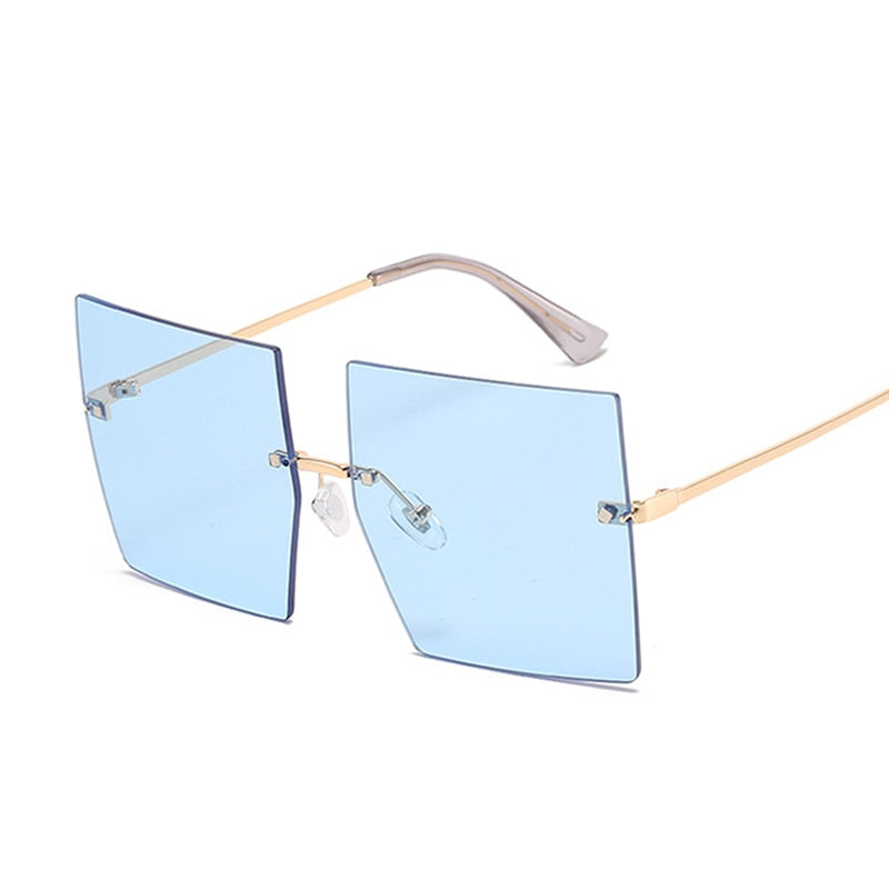 Vintage Square Sunglasses Women Luxury Oversized Rimless Sun Glasses Shades Female Fashion Brand Designer Clear Oculos De Sol
