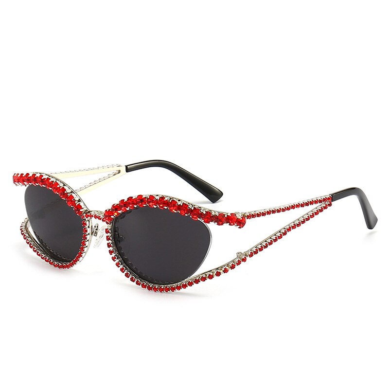 Ins New Fashion Full Crystal Shiny Sunglasses For Wome Vintage Luxury Brand Rhinestone Party Elegant Sun Glasses Female Shades