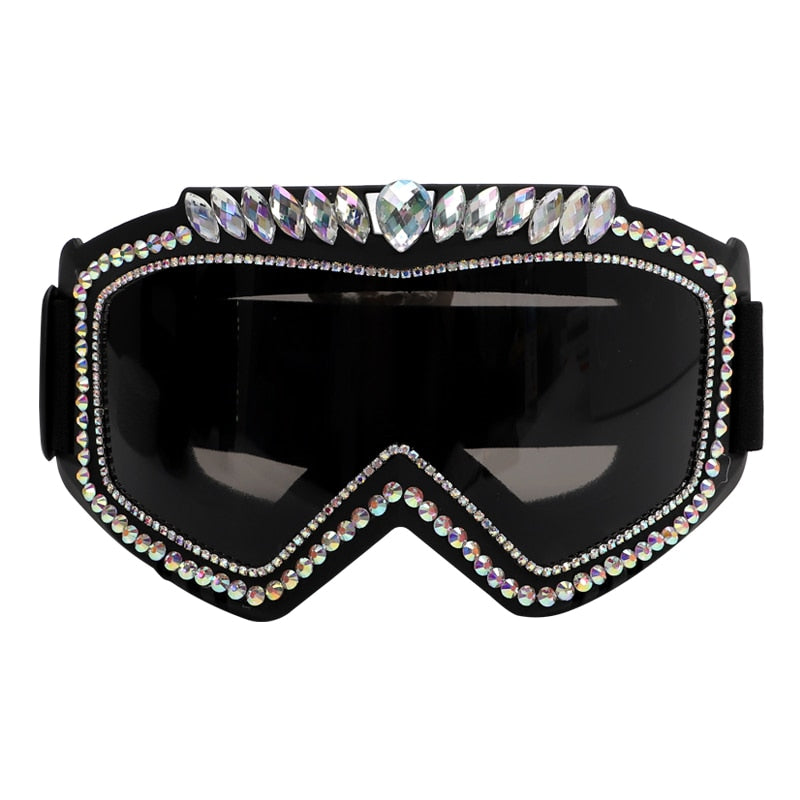Luxury Steampunk Diamond Sunglasses Goggles Women Men Oversized Punk Rhinestone Sun Glasses Female Sports Bicycle Eyewear Shades