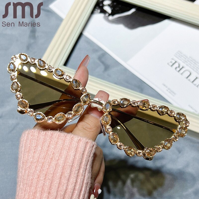 Fashion Cat Eye Diamonds Sunglasses 2023 New Women Men Luxury Rhinestone Sun Glasses Female Outdoor Shades Eyewear UV400 Oculos