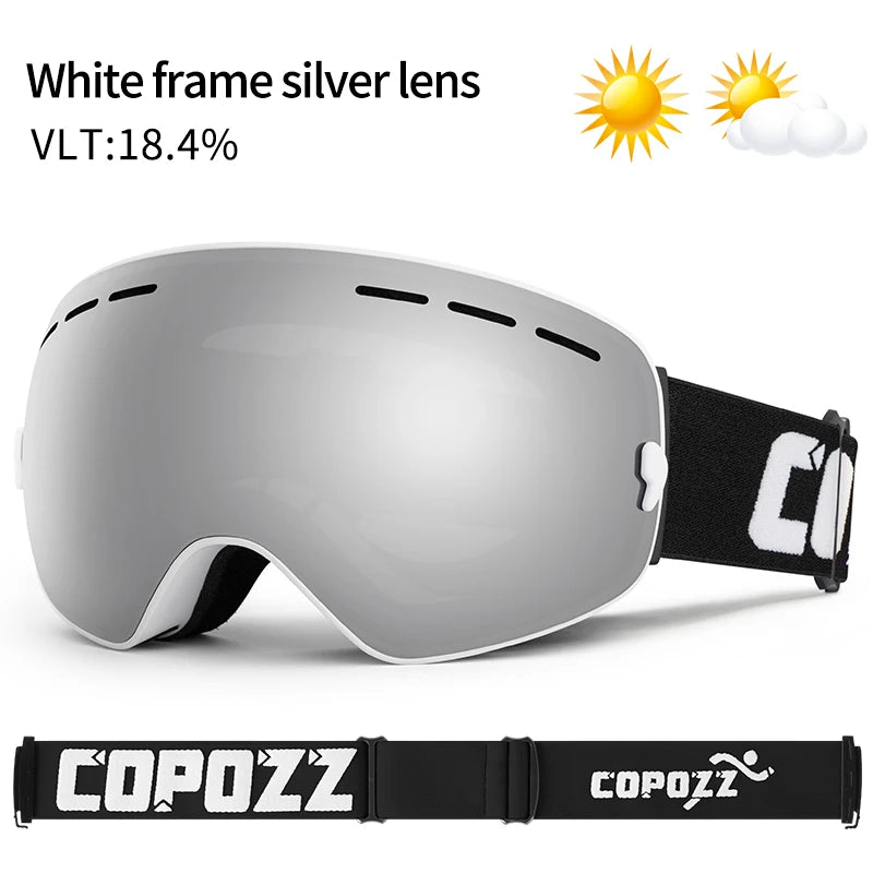 COPOZZ Brand Ski Goggles Double Layers UV400 Anti-fog Big Ski Glasses Skiing Mask Snowboard Men Women Snow Goggles GOG-201 Pro