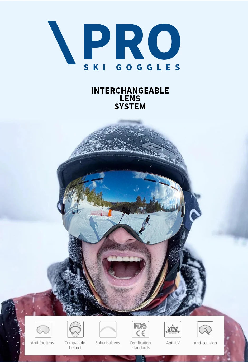Ski Goggles Anti-fog Double Layers UV400 Big Ski Glasses Skiing Mask Snowboard Men Women Snow Goggles