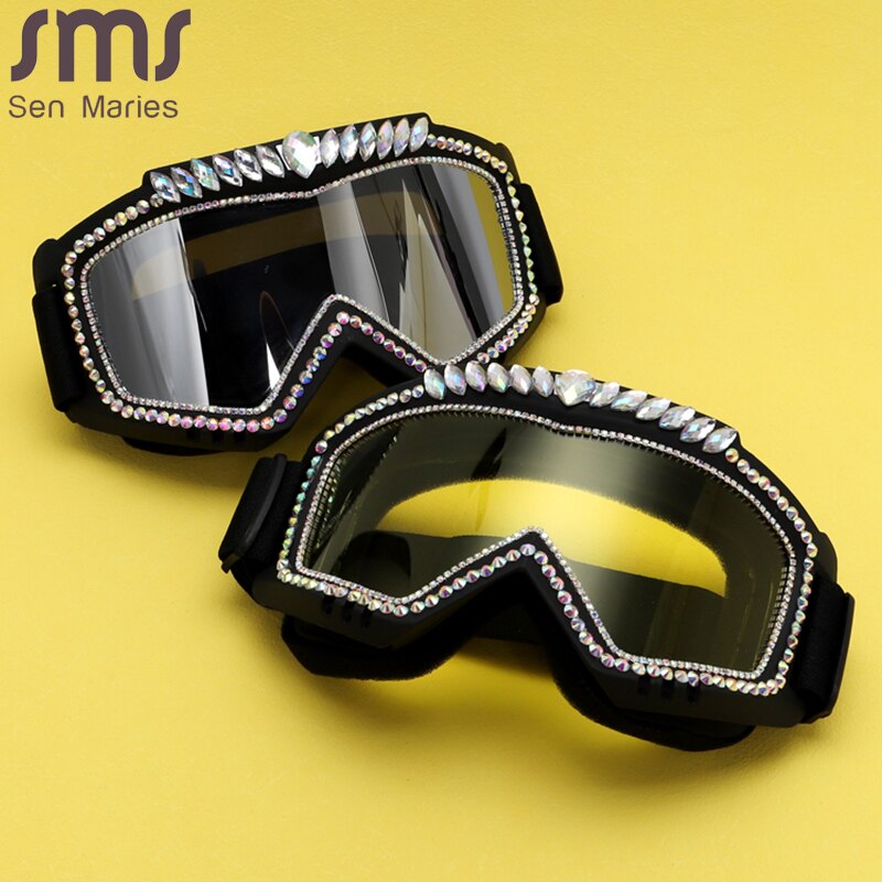 Luxury Steampunk Diamond Sunglasses Goggles Women Men Oversized Punk Rhinestone Sun Glasses Female Sports Bicycle Eyewear Shades