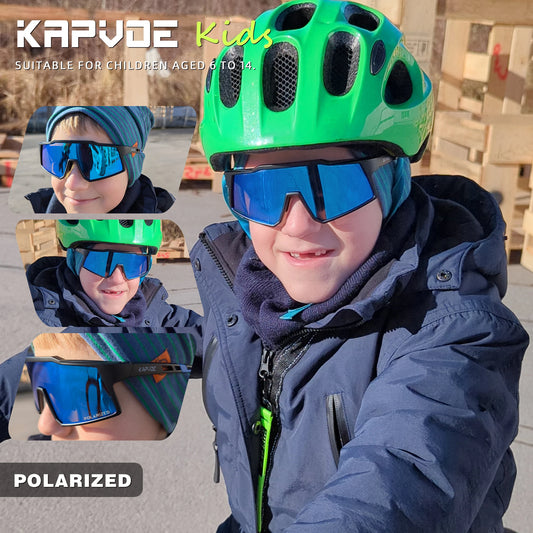 Kapvoe Kids Sports Sunglasses | Polarized UV400 | Boys & Girls Cycling, Running, Baseball