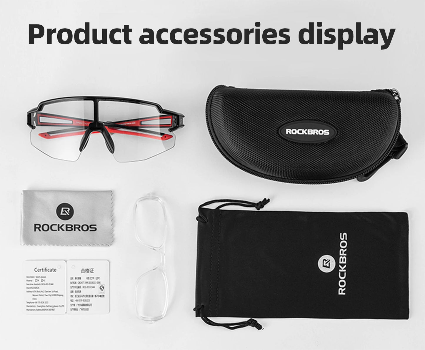 ROCKBROS Photochromic Myopic Cycling Glasses Photosensitive Unisex Running Outdoor Sports Windproof Dustproof Bicycle Accessory