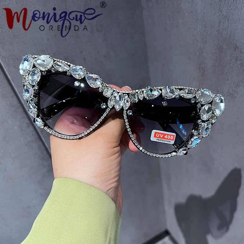 2022 Cat eys Sunglasses Women Oversized Sun Glasses Luxury Crystal Retro Shades For Women Vasos Decorativos Oculos De Sol