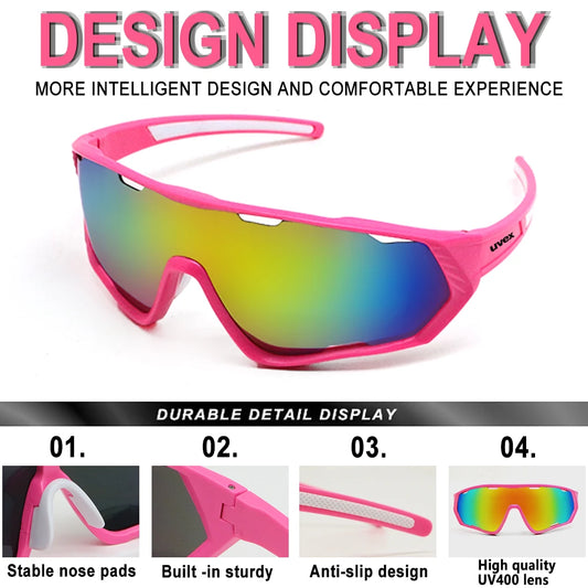 Women's Pink Cycling Sunglasses | Sports Goggles for MTB, Running, Triathlon & Baseball