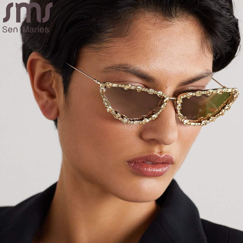 Fashion Cat Eye Diamonds Sunglasses 2023 New Women Men Luxury Rhinestone Sun Glasses Female Outdoor Shades Eyewear UV400 Oculos