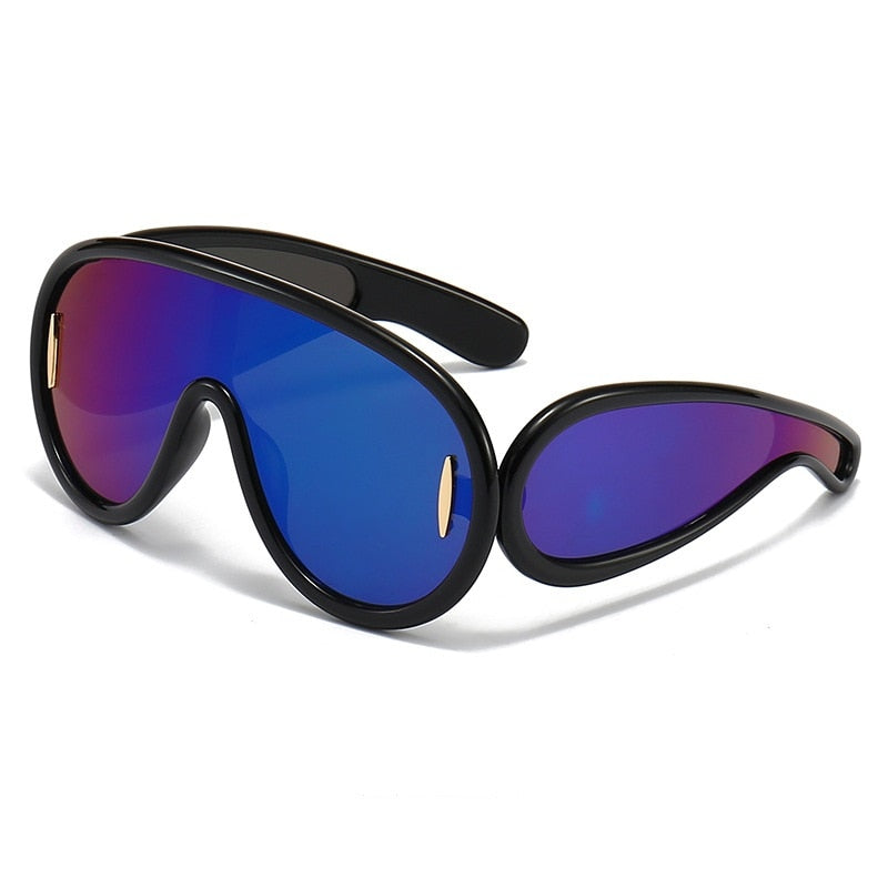 NEW Punk Sunglasses 2000'S Women Men Y2K Hip Hop One Piece Luxury Brand Sun Glasses UV400 Unisex Shades Mirror Eyewear