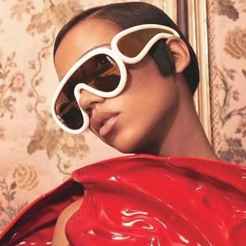 NEW Punk Sunglasses 2000'S Women Men Y2K Hip Hop One Piece Luxury Brand Sun Glasses UV400 Unisex Shades Mirror Eyewear