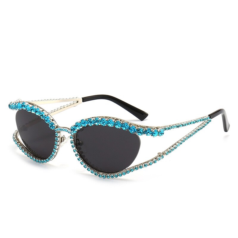 Ins New Fashion Full Crystal Shiny Sunglasses For Wome Vintage Luxury Brand Rhinestone Party Elegant Sun Glasses Female Shades