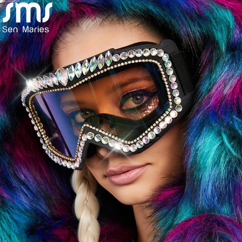 Luxury Steampunk Diamond Sunglasses Goggles Women Men Oversized Punk Rhinestone Sun Glasses Female Sports Bicycle Eyewear Shades