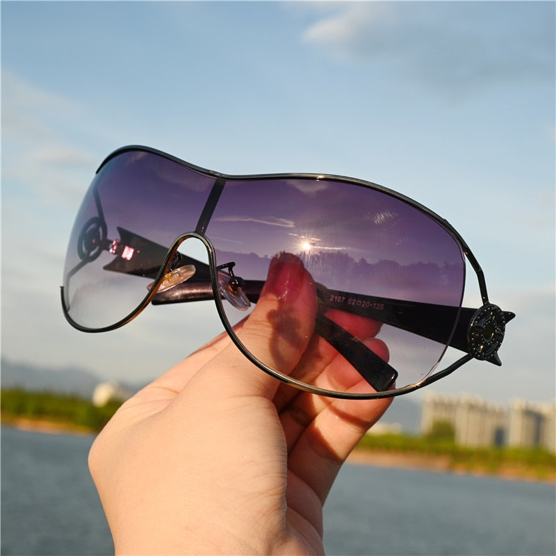 Zerosun One-piece Sunglasses Women Fashion Sun Glasses for Female Brown Shades Steampunk Goggles Windproof Eyewear