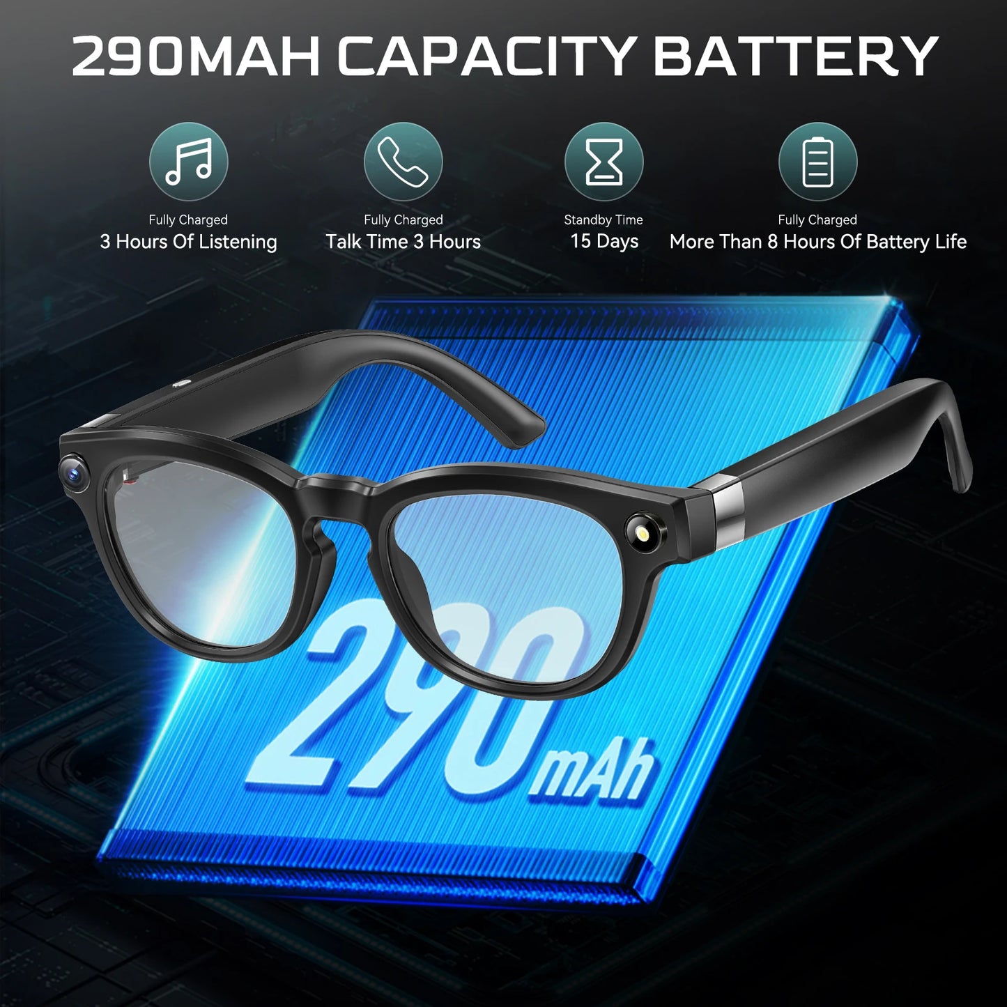 EIGIIS AI Smart Glasses Bluetooth Call With AI Voice Translate Intelligent shooting function Noise Reduction Waterproof Glasses