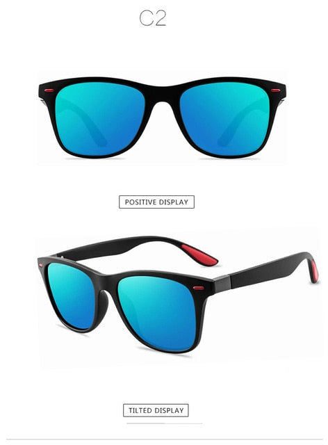 Classic Square Polarized Sunglasses | Women & Men | UV400 Rivet Mirror Vintage Driving