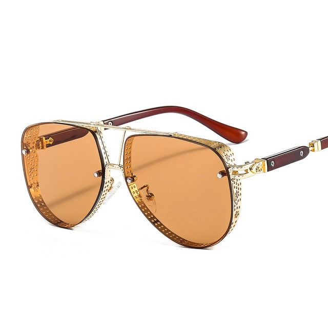 2021 New Hollow Pattern Oval Sunglasses Men Women Luxury Trend Brand Designer Metal Alloy Frame Gradients Lens conspicuous Pilot