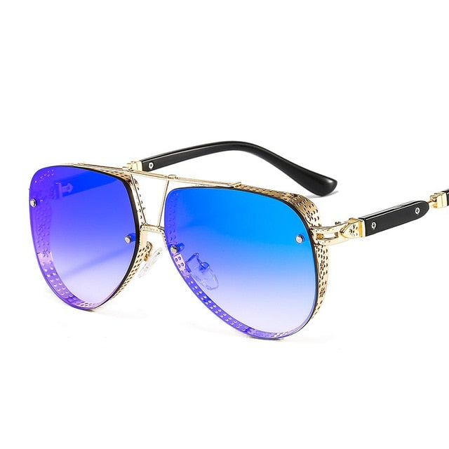 2021 New Hollow Pattern Oval Sunglasses Men Women Luxury Trend Brand Designer Metal Alloy Frame Gradients Lens conspicuous Pilot