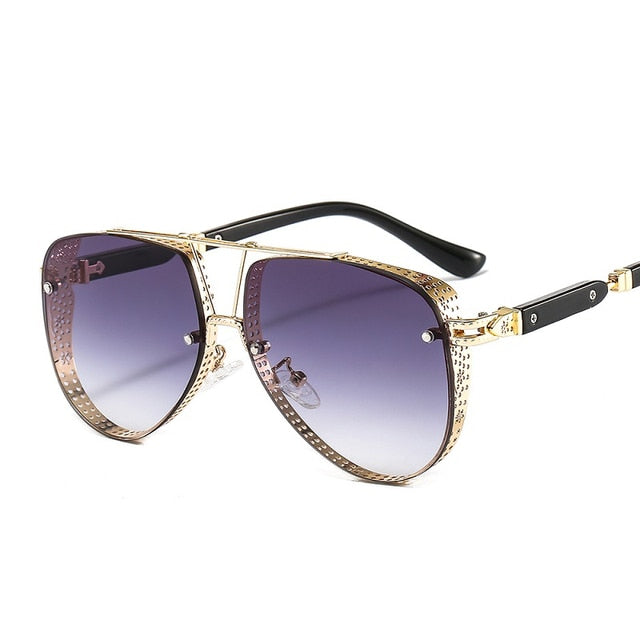 2021 New Hollow Pattern Oval Sunglasses Men Women Luxury Trend Brand Designer Metal Alloy Frame Gradients Lens conspicuous Pilot