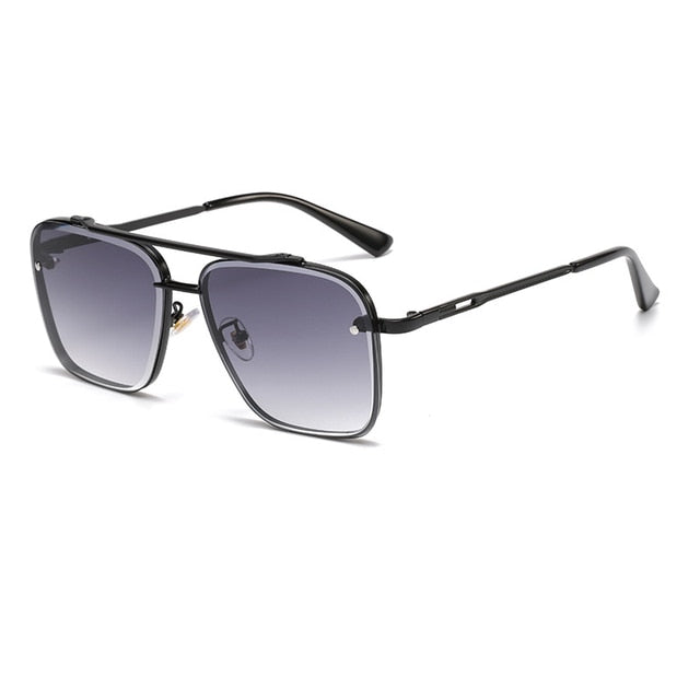 2022 New Gradient Sunglasses for Men Fashion Metal Big Frame Sun Glasses Brand Design Luxury Lunette De Soleil Homme UV400