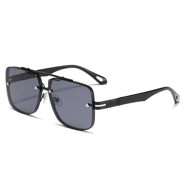 2022 New Retro Double Bridges Men Sunglasses Fashion Black Clear Eyewear Trending Hollow Leopard Blue Sun Glasses Men Women Shad