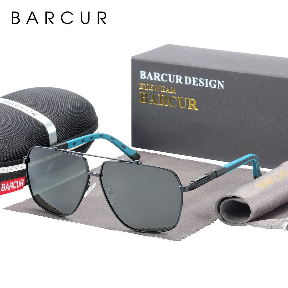 BARCUR Square Mens Sunglasses Polarized Driving Gradient Sun Glasses for Men UV400 Shades Eyewear Oculos Gafas De Sol