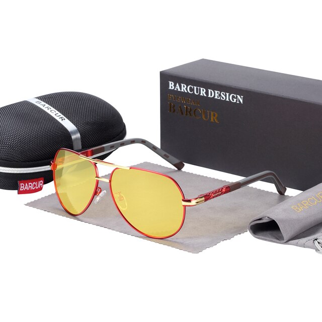 BARCUR Men Sunglasses Brand Original Polarized Driver glasses Polaroid Sun glass Male Pilot Eyewear