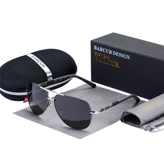BARCUR Men Sunglasses Brand Original Polarized Driver glasses Polaroid Sun glass Male Pilot Eyewear