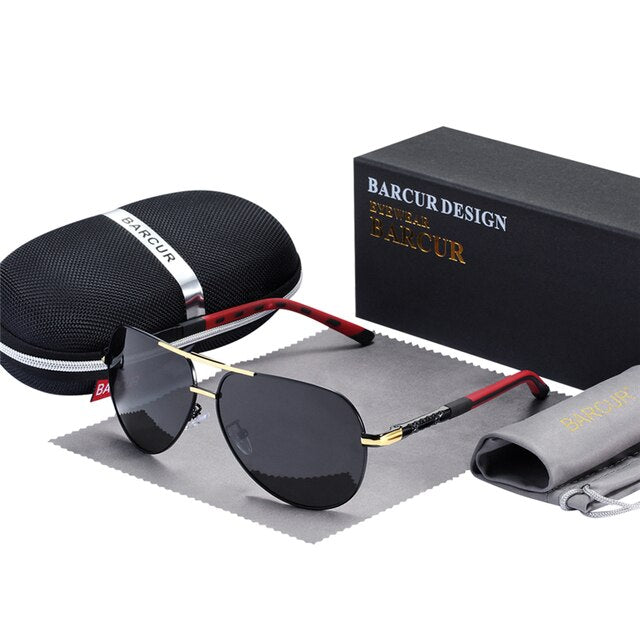 BARCUR Men Sunglasses Brand Original Polarized Driver glasses Polaroid Sun glass Male Pilot Eyewear