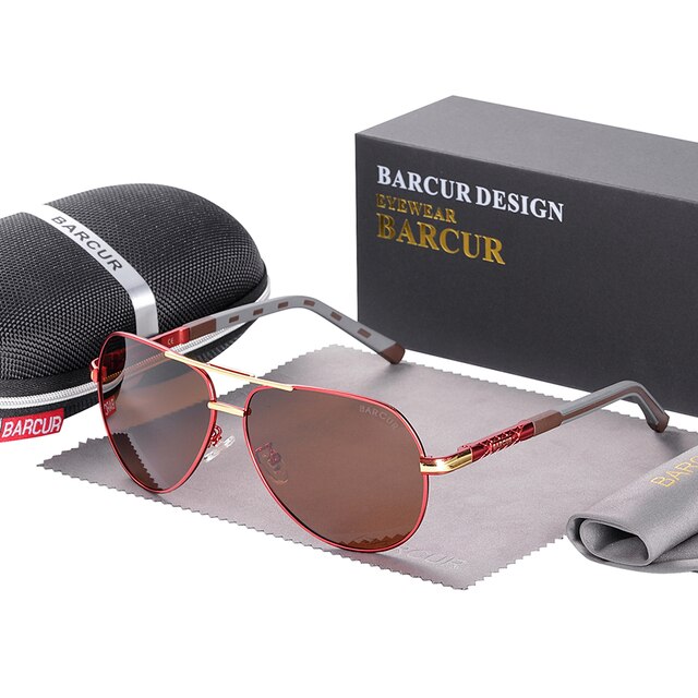 BARCUR Men Sunglasses Brand Original Polarized Driver glasses Polaroid Sun glass Male Pilot Eyewear