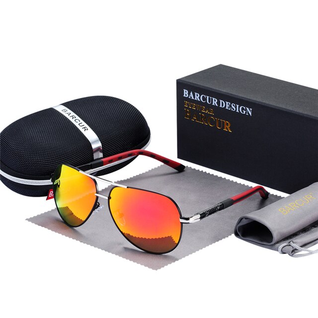 BARCUR Men Sunglasses Brand Original Polarized Driver glasses Polaroid Sun glass Male Pilot Eyewear