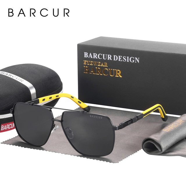 BARCUR Square Mens Sunglasses Polarized Driving Gradient Sun Glasses for Men UV400 Shades Eyewear Oculos Gafas De Sol