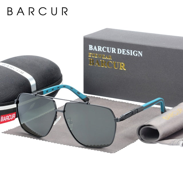 BARCUR Square Mens Sunglasses Polarized Driving Gradient Sun Glasses for Men UV400 Shades Eyewear Oculos Gafas De Sol