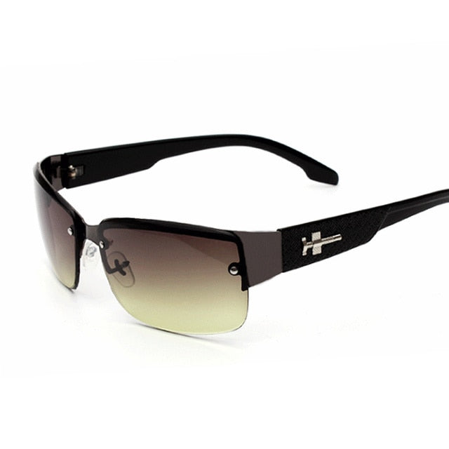 Classic Vintage Semi-Rimless Men Sunglasses Square Gradient Mirror Sun Glasses Male Retro Outdoor Driving Oculos De Sol