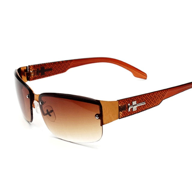 Classic Vintage Semi-Rimless Men Sunglasses Square Gradient Mirror Sun Glasses Male Retro Outdoor Driving Oculos De Sol