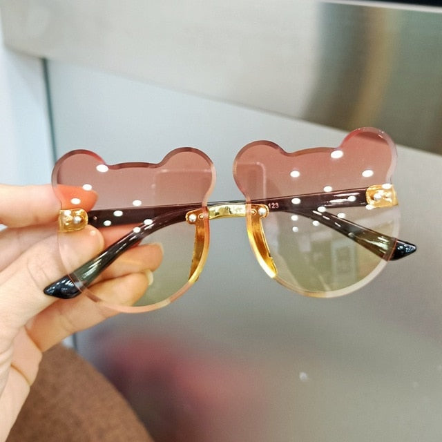 Fashion Bear Kids Sunglasses Children Retro Cute Cartoon Sun Glasses Eyeglasses Frame Girls Boys Baby Sunglasses UV400 Eyewear